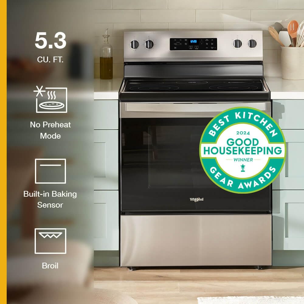 Whirlpool WFES3330RS 5.3 Cu. Ft. Stainless Freestanding Electric Range