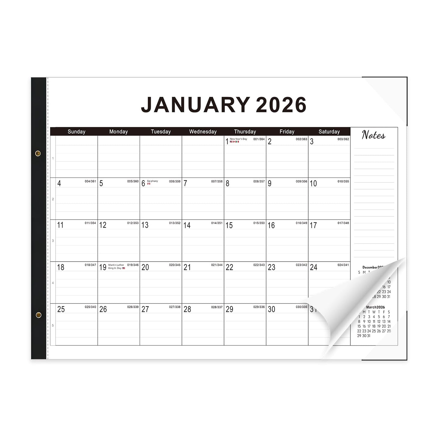 2026 Desk Calendar Large 22x17 – Desk Top Calendar 2026 with plastic cover