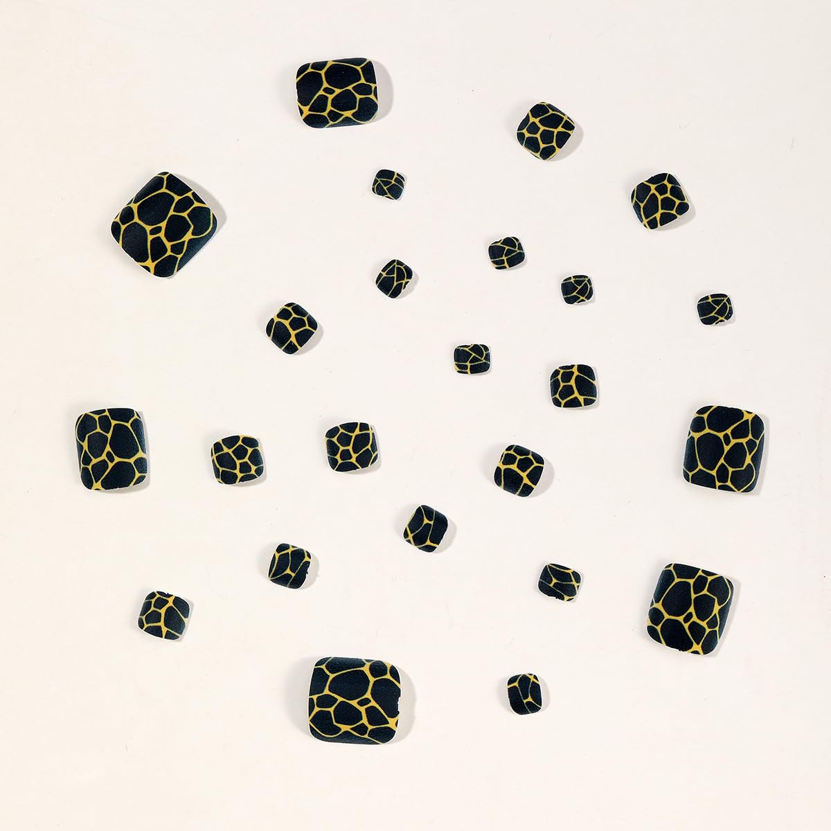 Black Press on Toenails Short Square Fake Toe Nails Gold Line Marble False Toenails with Matte Acrylic Toe Nails Full Cover Glue on Nail for Women Manicure 24Pcs