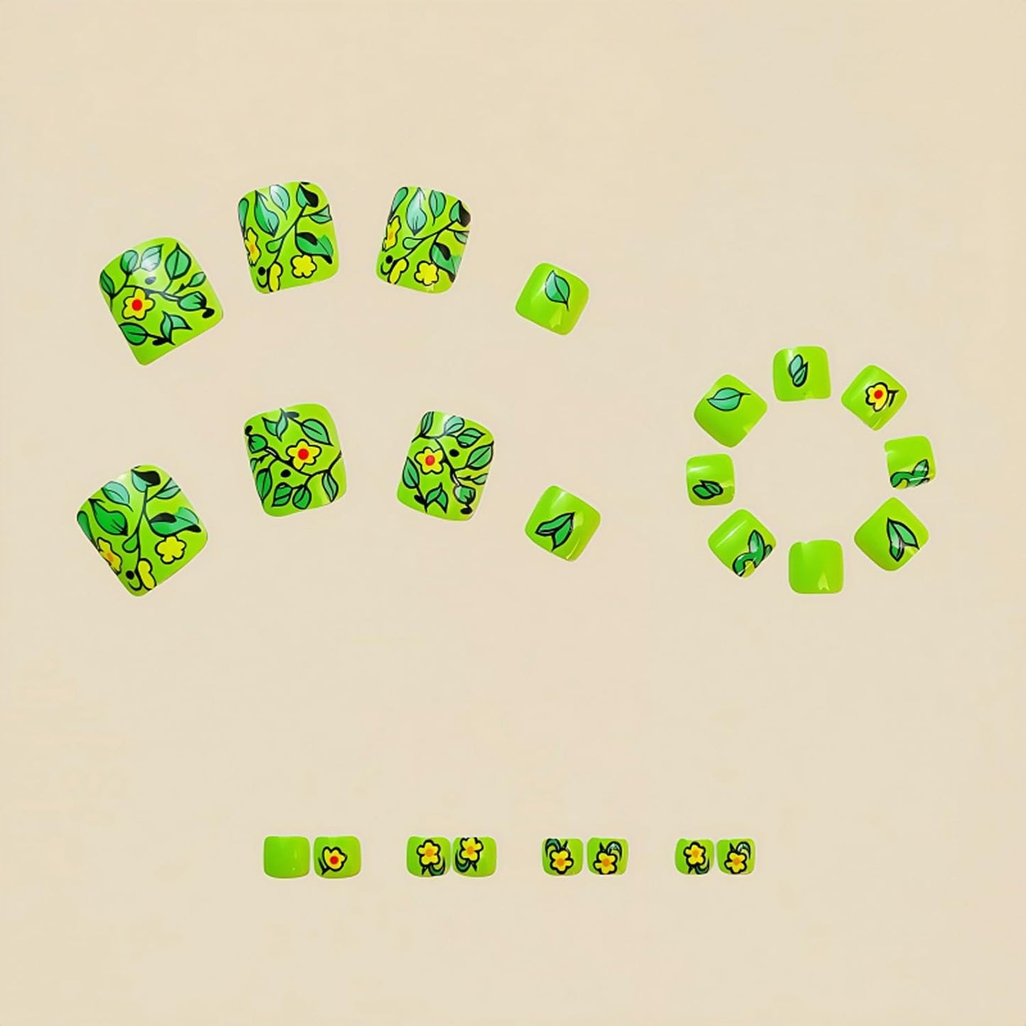 FIEONCIY Press on Toenails with Designs Acrylic Fake Nails for Toe Artificial False Nails with Charms Glue on Toe Nails for Spring Summer Stick on Toenails for Women Girls(Y593)