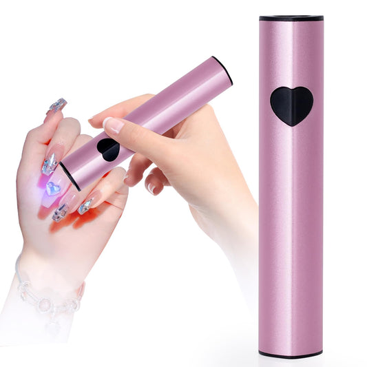 Linssy 10W Handheld UV Light for Gel Nails Mini Nail Lamp with USB Rechargeable Flash Cure Lamp Art for Gel Polish, 3D Nail Art & Home Use (Pink)