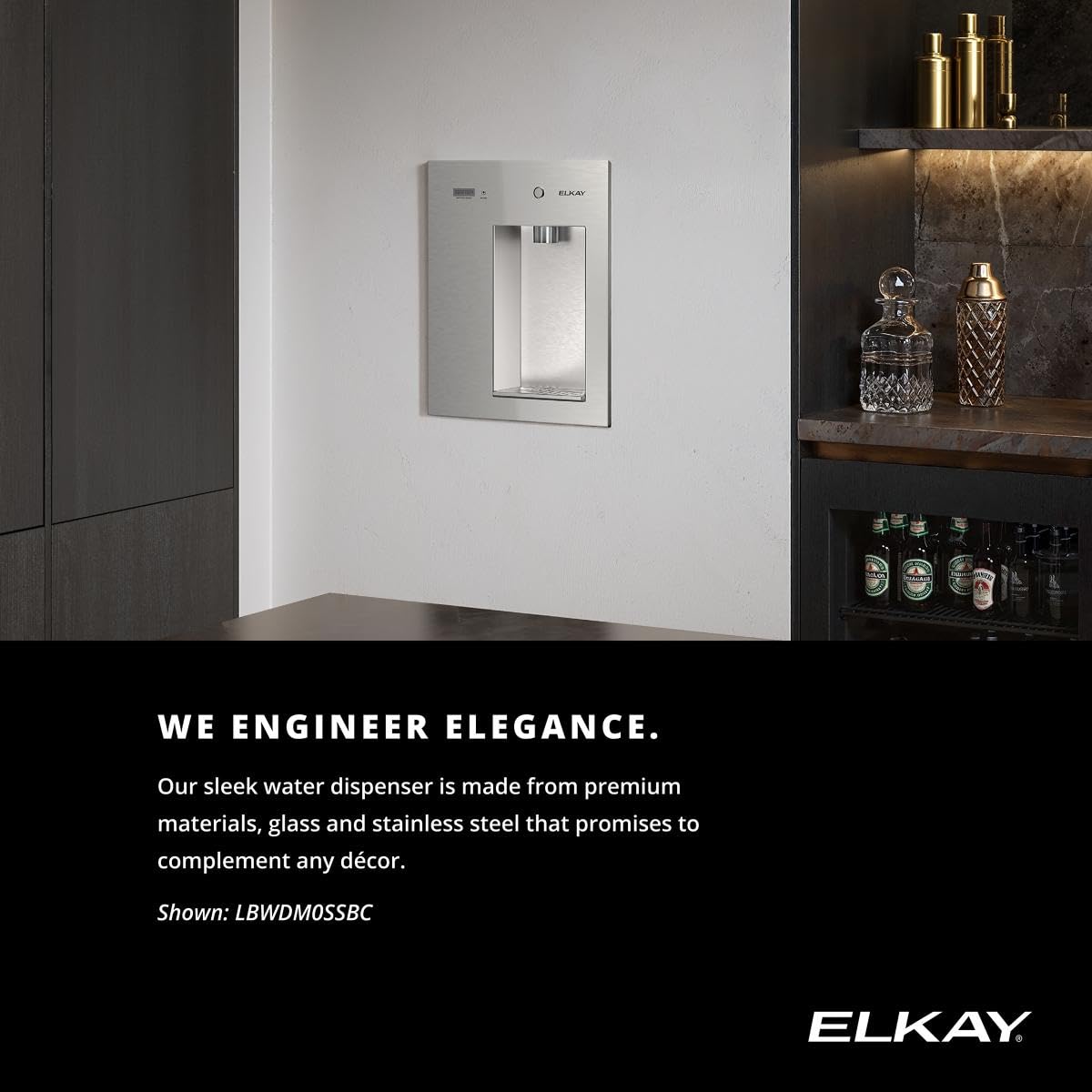 Elkay Liv EZ Built-in Filtered Wall-Mount Water Dispenser – Battery Powered, NSF Certified, Push Button, Reduces Lead & PFAS, Aspen White – Ideal for Home