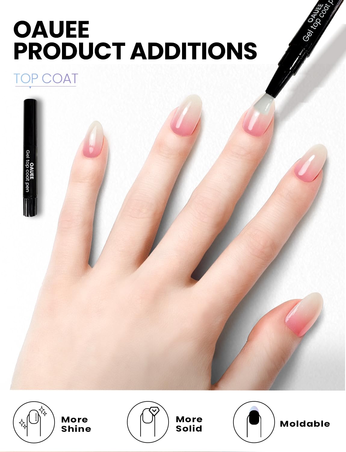 Oauee Semi Cured Gel Nail Strips | Built-In Gel Top Coat | UV Light Required | Salon Quality, Easy Application And Removal (Champagne Glimmer）