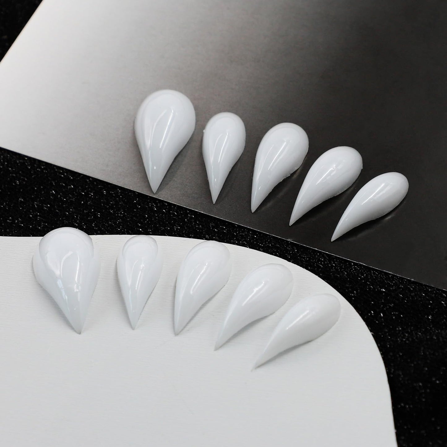 Handmade Press on Nails Halloween Nail Tips Curved Stiletto 3D Eagle Claw Long White False Nails Full Cover Thick Extra Curved Hawk Deep Fake Nails Muti-Layer Gel Acrylic Nail for Women (Size M)