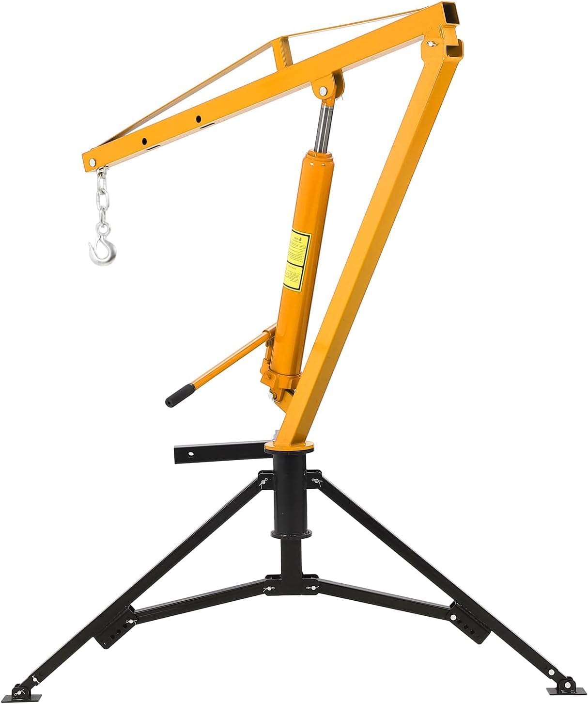 Garvee Hydraulic Pickup Truck Crane, 1000 Lbs Capacity 360°Swivel, Hitch Mounted 3-Adjustable Capacities Yellow for Lifting Goods in Construction