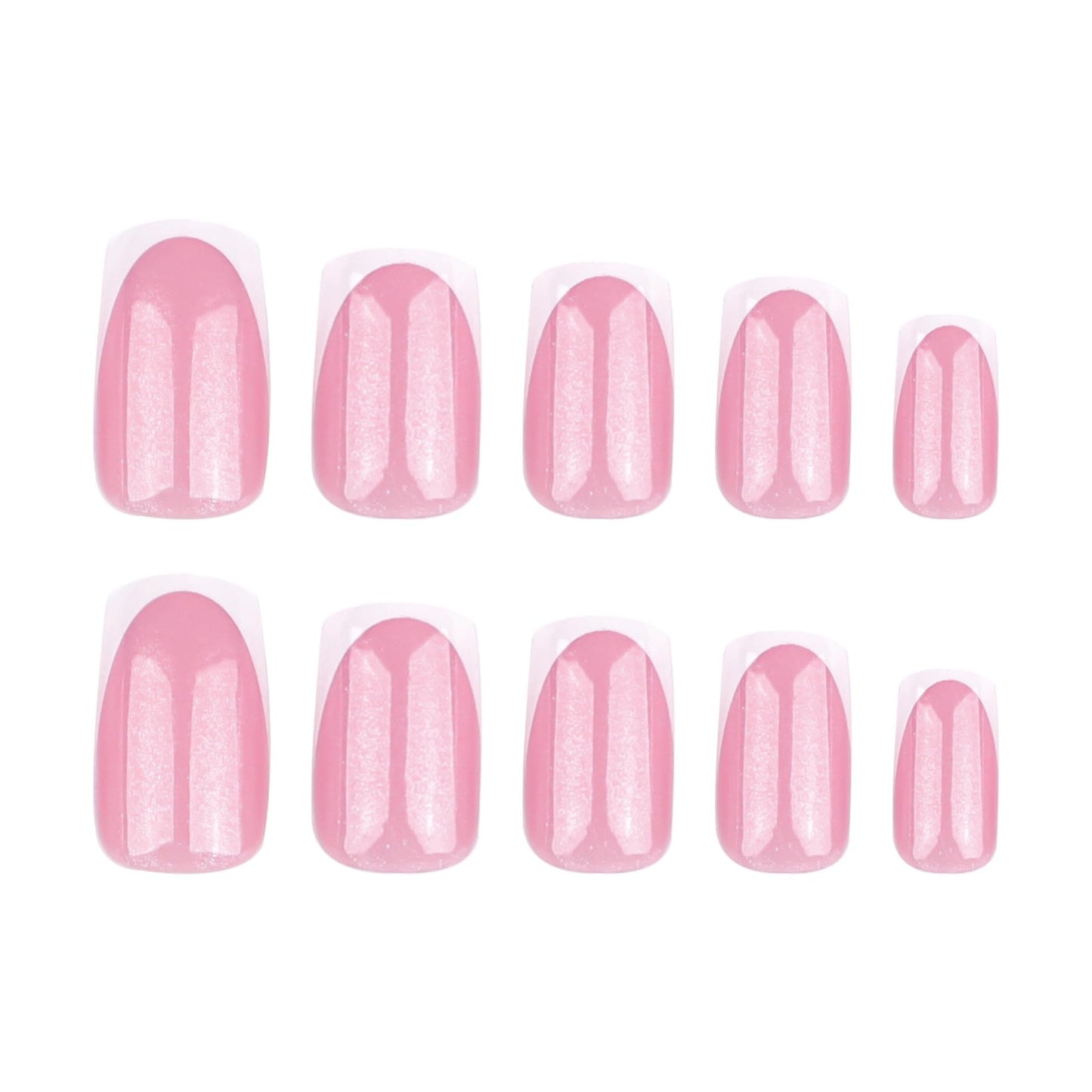 CTTHNBD Press on Nails Square - Medium, White French Tip Fake Nails - Glossy Glitter Full Cover Stick on False Nails - for Women 24 Pcs