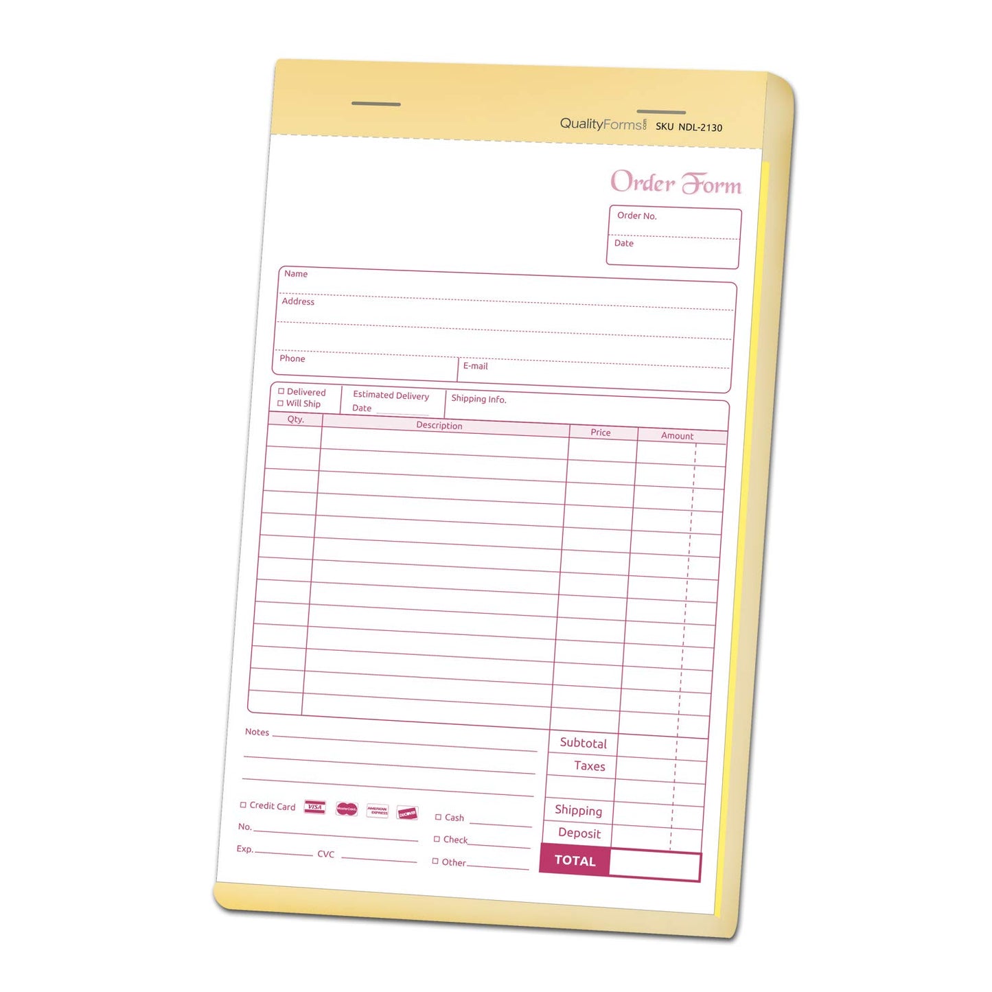 NextDayLabels - NCR Carbonless Order Forms, Bound Wraparound Cover, 50 Sets per Book. (5-1/2 x 8-1/2" - 2 Part)