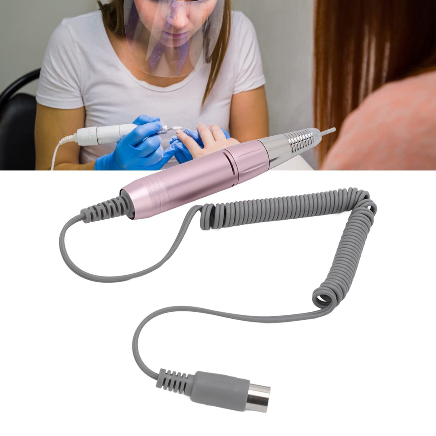 Moofey Nail Drill Pen Machine, Adjustable 3000 RPM Metal Electric Nail File, 12V 5 Pin Polishing Manicure Pedicure Accessories for Salon, Women