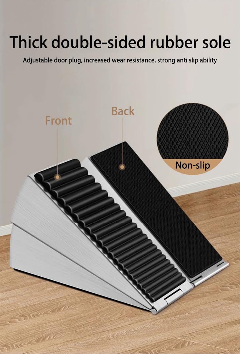 Extra Strong Grip Door Stopper - Heavy Duty Tall Metal Door Wedge with Spring Rubber Tip for Wood, Security & Office Doors (12, Silver)