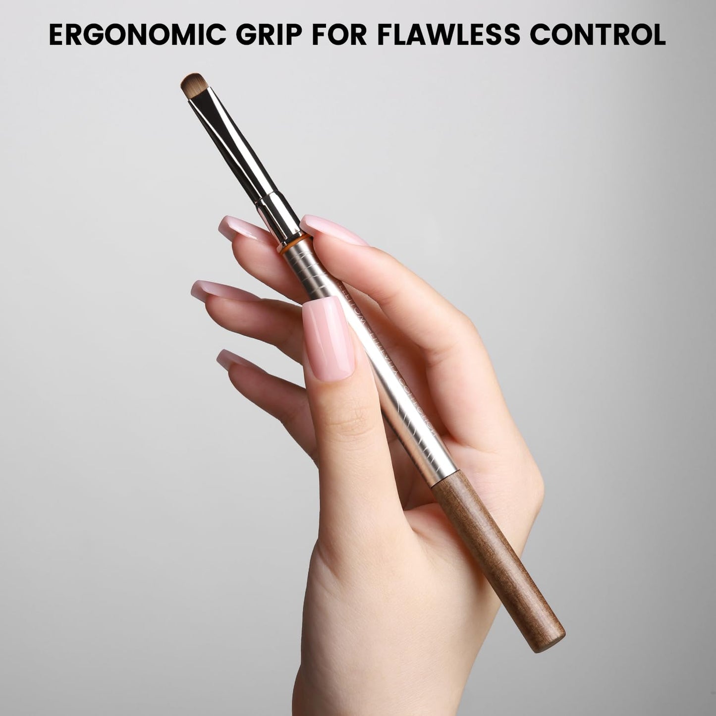 YOKEFELLOW EliteAlly Nail Art Brushes,2-in-1 French Tip Brush and Clean up Brush for Gel Nail Polish, Base Gel Short Round Brush Professional Nail Tool(EA01 ROUND-S)
