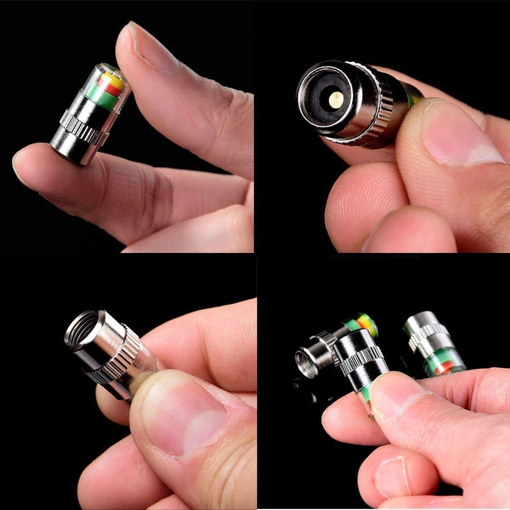 ANKI HAPPIGO 4Pcs 36 PSI Car Tire Pressure Monitor Valve Stem Caps Sensor Indicator Easy to Read 3 Color Eye Alert