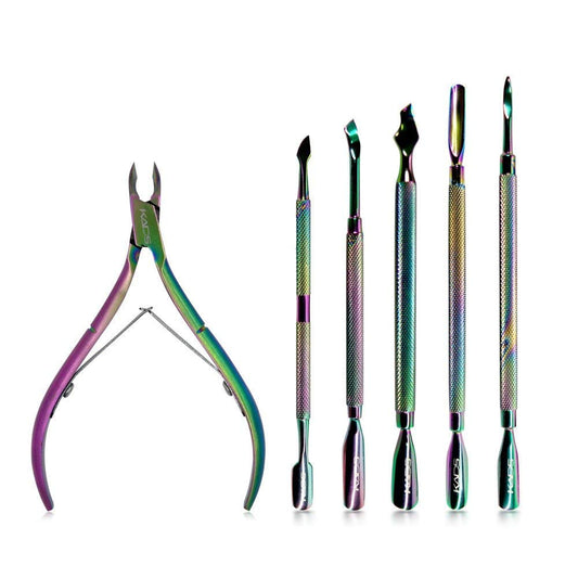 Rainbow Stainless Steel Nail Cuticle Pusher Double Ended Cuticle Remover Cleaner Manicure Pedicure Tool (set)
