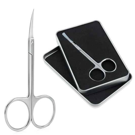Qunzhao Cuticle Scissors for Women and Men Curved Stainless Steel with Tip Grooming Blades Manicure Nail for Dry Skin Nail Scissors (2)