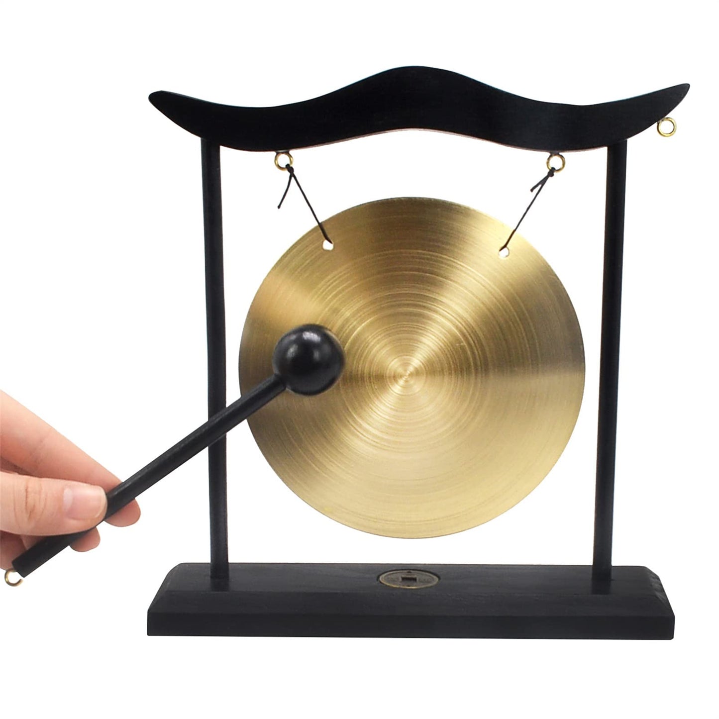 Feng Shui Brass Gong Desktop Zen Art for Fortune + Free Red String Bracelet H1301