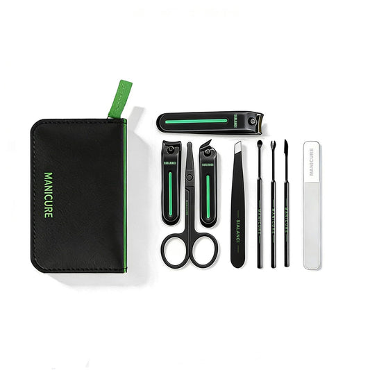 SIALANCI 9-in-1 Manicure and Pedicure Kit for Men & Women, Travel Nail Clipper Set with Stainless Steel Tools & Glass Nail File, Portable Grooming Kit in PU Leather Case, Personal Care Gift