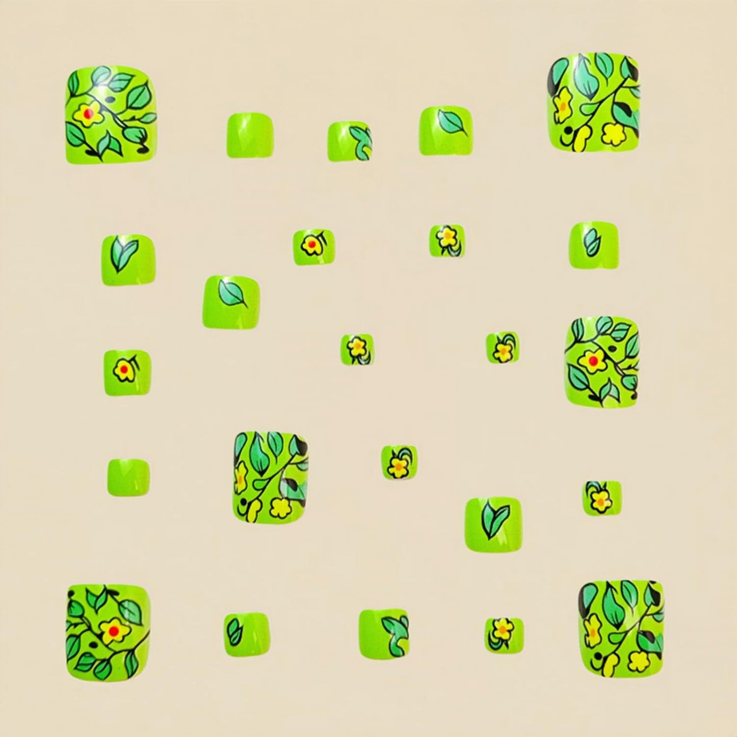 FIEONCIY Press on Toenails with Designs Acrylic Fake Nails for Toe Artificial False Nails with Charms Glue on Toe Nails for Spring Summer Stick on Toenails for Women Girls(Y593)
