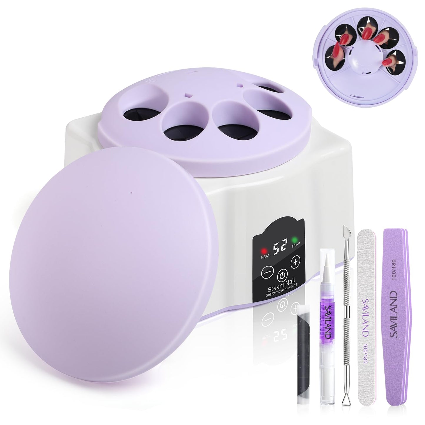 Saviland Essentials Nail Polish Remover Machine: Nail Soaking Bowl & Acetone Nail Polish Remover Gel Nail Remover Machine with Nail Soak off Bowl Soaker Tech Acrylic Nail Remover Steam Salon Home DIY
