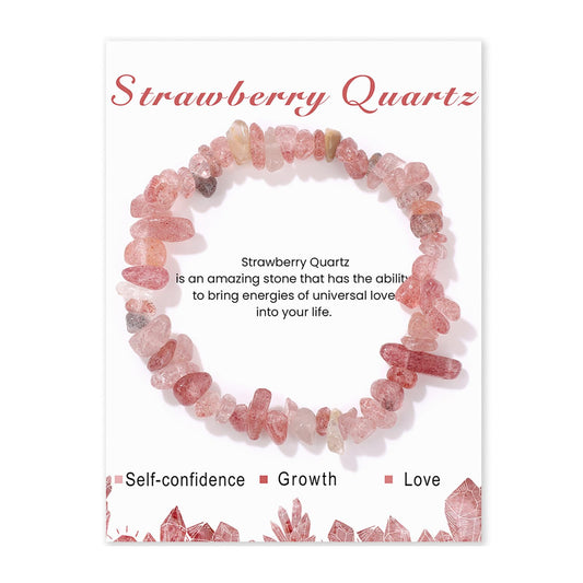 Strawberry Quartz Bracelet for Women 5-8mm Raw Strawberry Quartz Bracelet Natural Stone Bracelet Strawberry Quartz Crystal Bracelet Gemstone Bracelet for Women