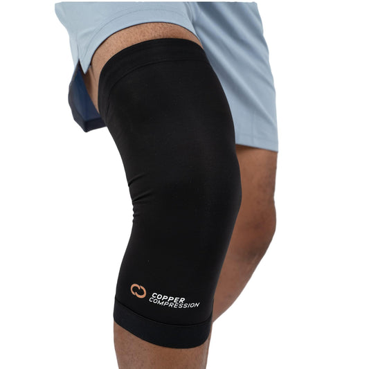 Copper Compression Knee Sleeve - Copper Infused Knee Stabilizer Support Brace for Meniscus Tear, ACL, MCL, Arthritis, Joint Pain Relief, Running, Sports, Hiking - Men & Women - Fits Right/Left - L