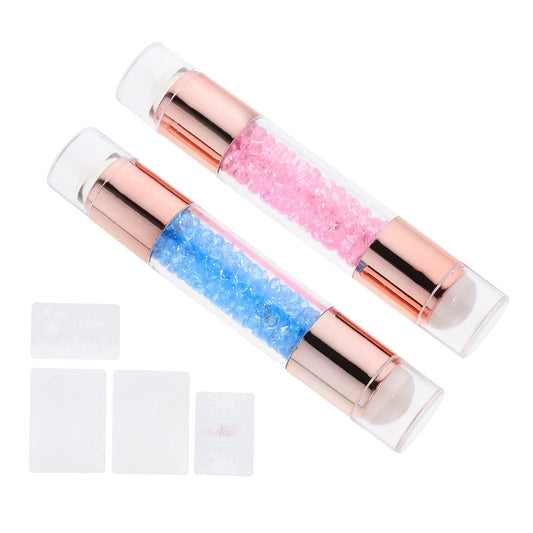 2Pcs Dual-Ended Nail Art Silicone Stamper Set for Diy Manicure Clear Stamping Tools for Home and Salon Use