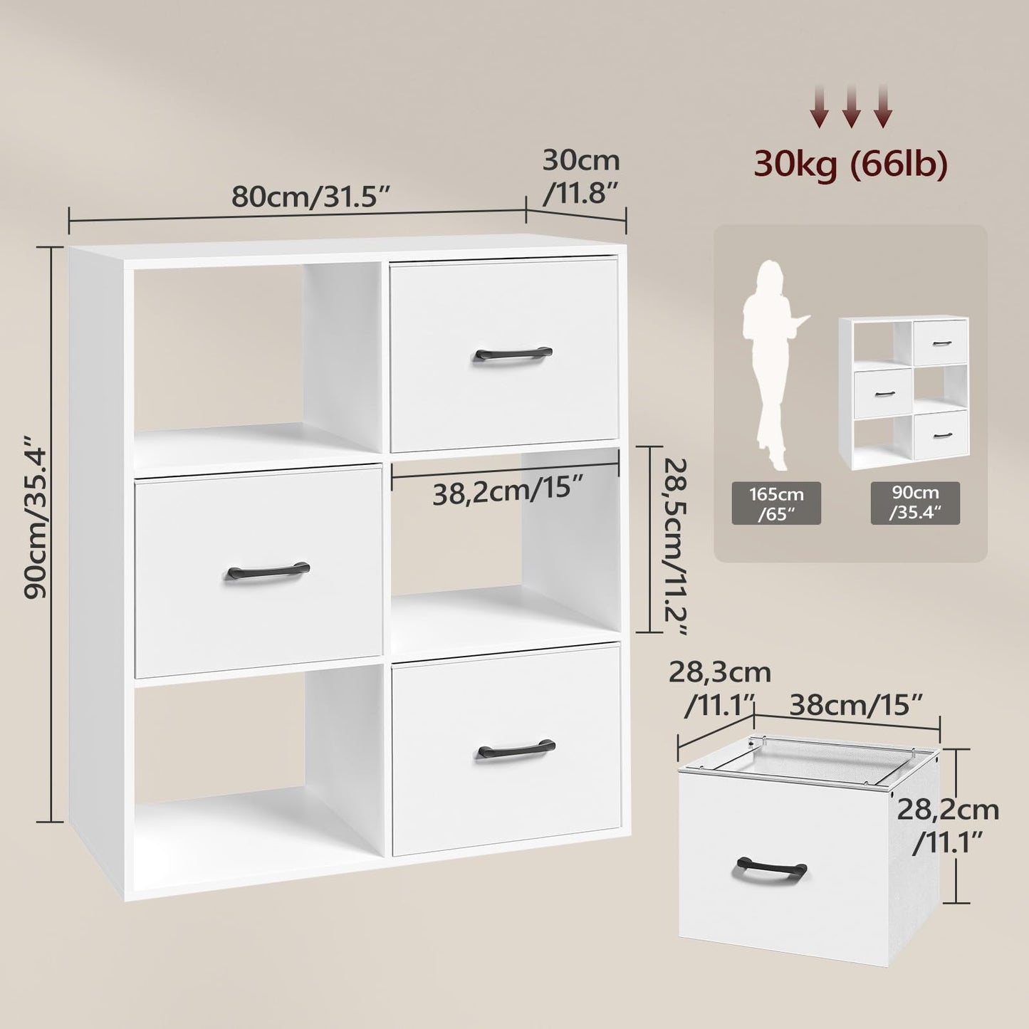 MAHANCRIS 3 Drawer File Cabinet, lateral Filing Cabinet for Home Office, 3 Tier Bookshelf, Modern Office Storage with Printer Stand for A4/Letter Files, White FCWT9001