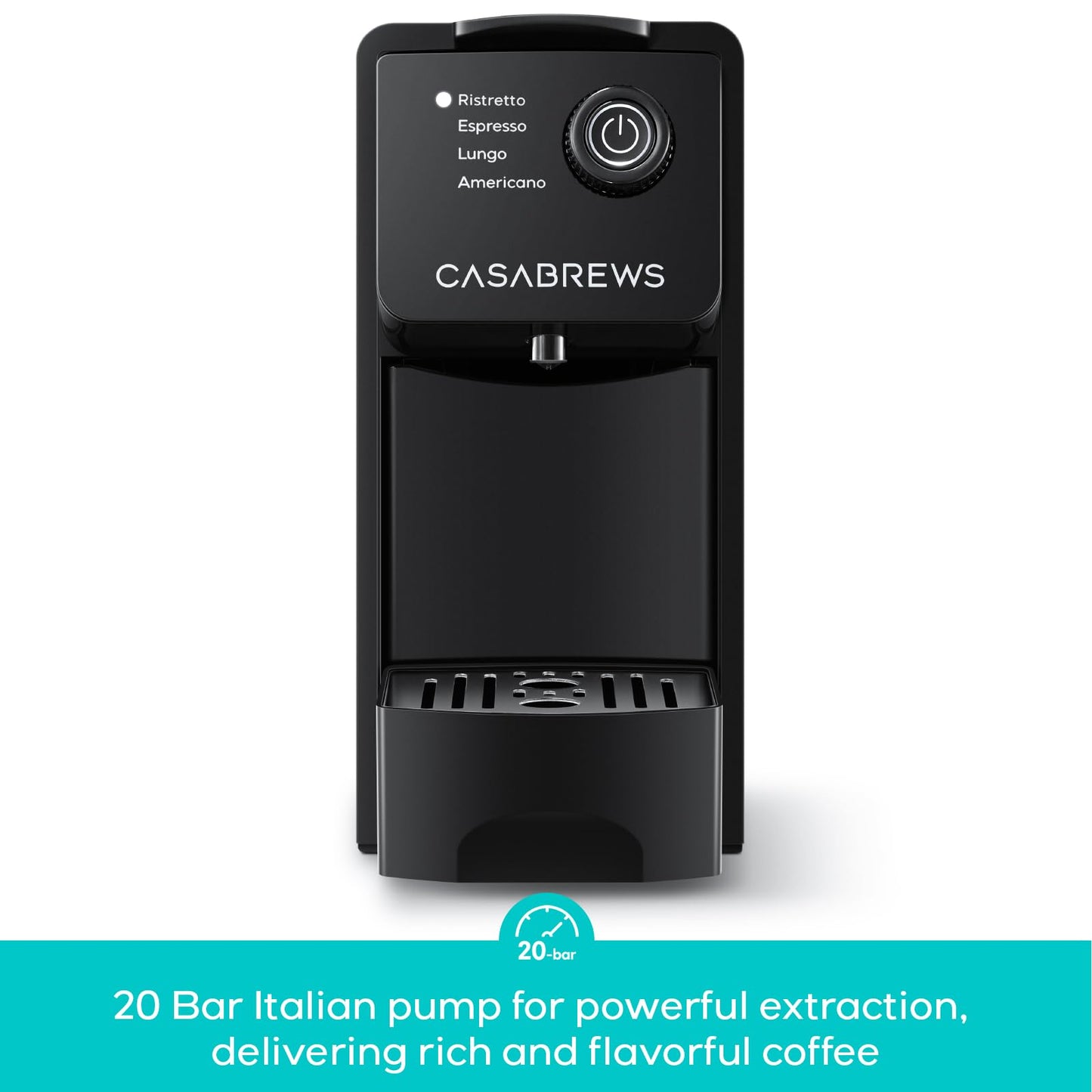 CASABREWS CM7036E Espresso Machine for Nespresso Original Pods, 20 Bar Compact Capsule Coffee Machine with 21 oz Removable Water Tank and 4 Brewing Modes, Mini Espresso Maker for Home or Office, Black