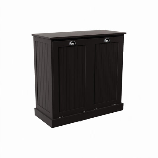 Two-Compartment Tilt-Out Laundry Sorter Cabinet-Black