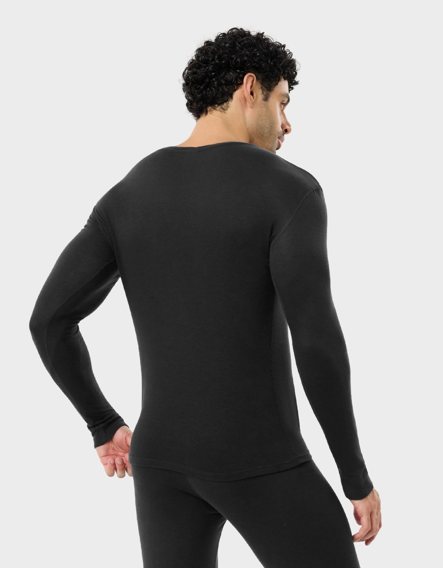 FORVEVO Merino Wool Base Layer Mens, 100% Merino Wool Long Sleeve Shirts for Men, Thermal Underwear Tops for Winter Ski (Black, 250g, L)