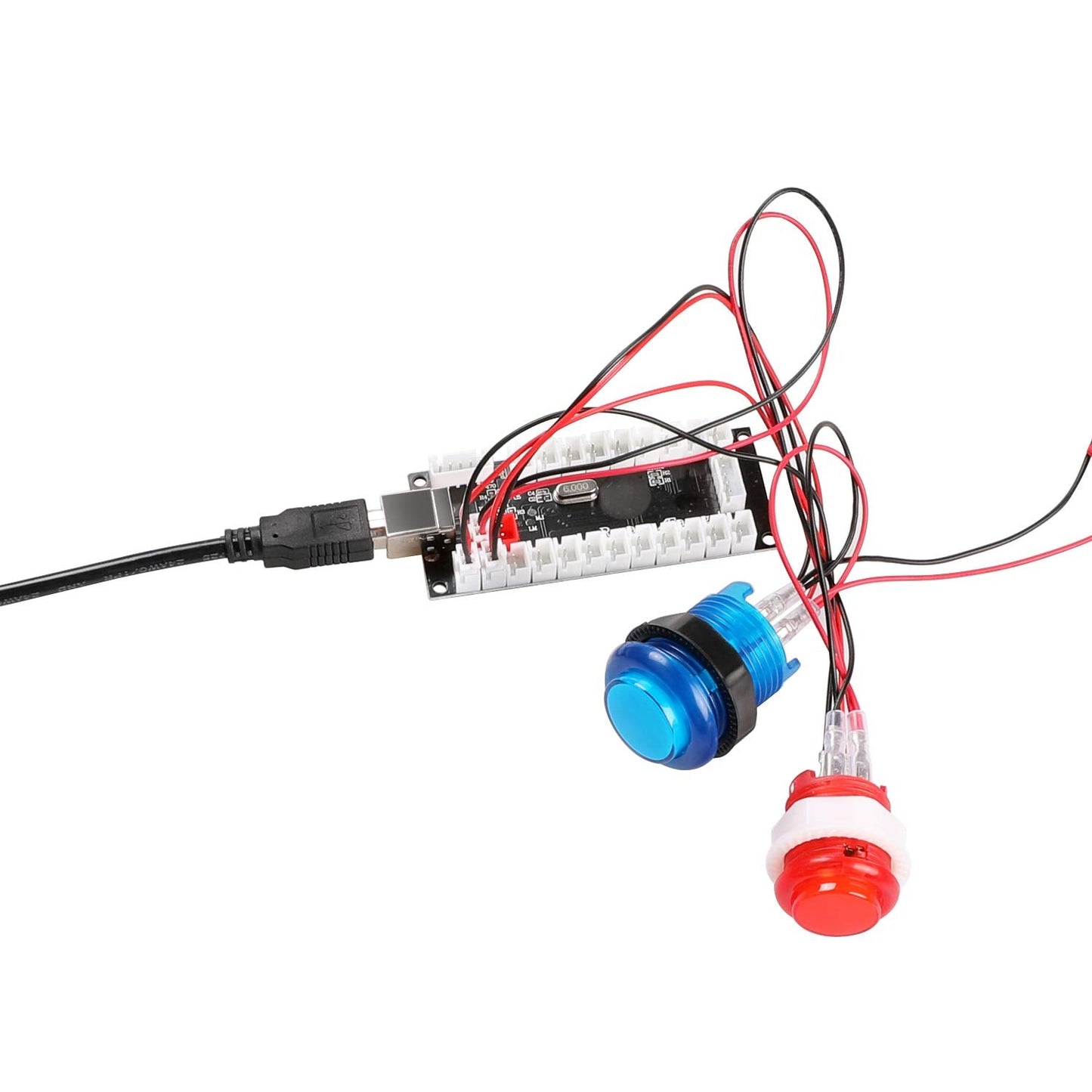 Qenker 2-Player LED Arcade Game DIY Kit for USB MAME PC & Raspberry Pi - 2 Joysticks, 20 LED Buttons, 2 Zero Delay Encoders (Mixed Color)