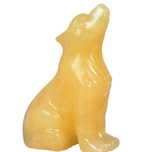 Ytbeoxk 2.1 Inch Yellow Jade Wolf Crystal Statue Gifts Healing Crystal Decor，Wolf Totem Figurines Stone Energy Gemstones, in Bedroom Office Christmas Meditation Gifts for Men Gril Women