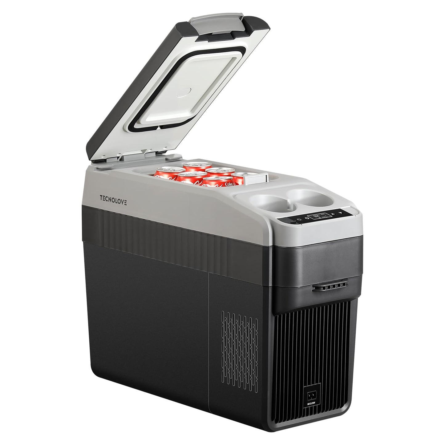 Tecnolove 12 Volt Center Console Fridge, Car Refrigerator 19QT (18L) Cooler (-4℉–50℉), Car Refrigerator, Portable Electric Cooler with 12/24V DC&110V AC for MPV Van