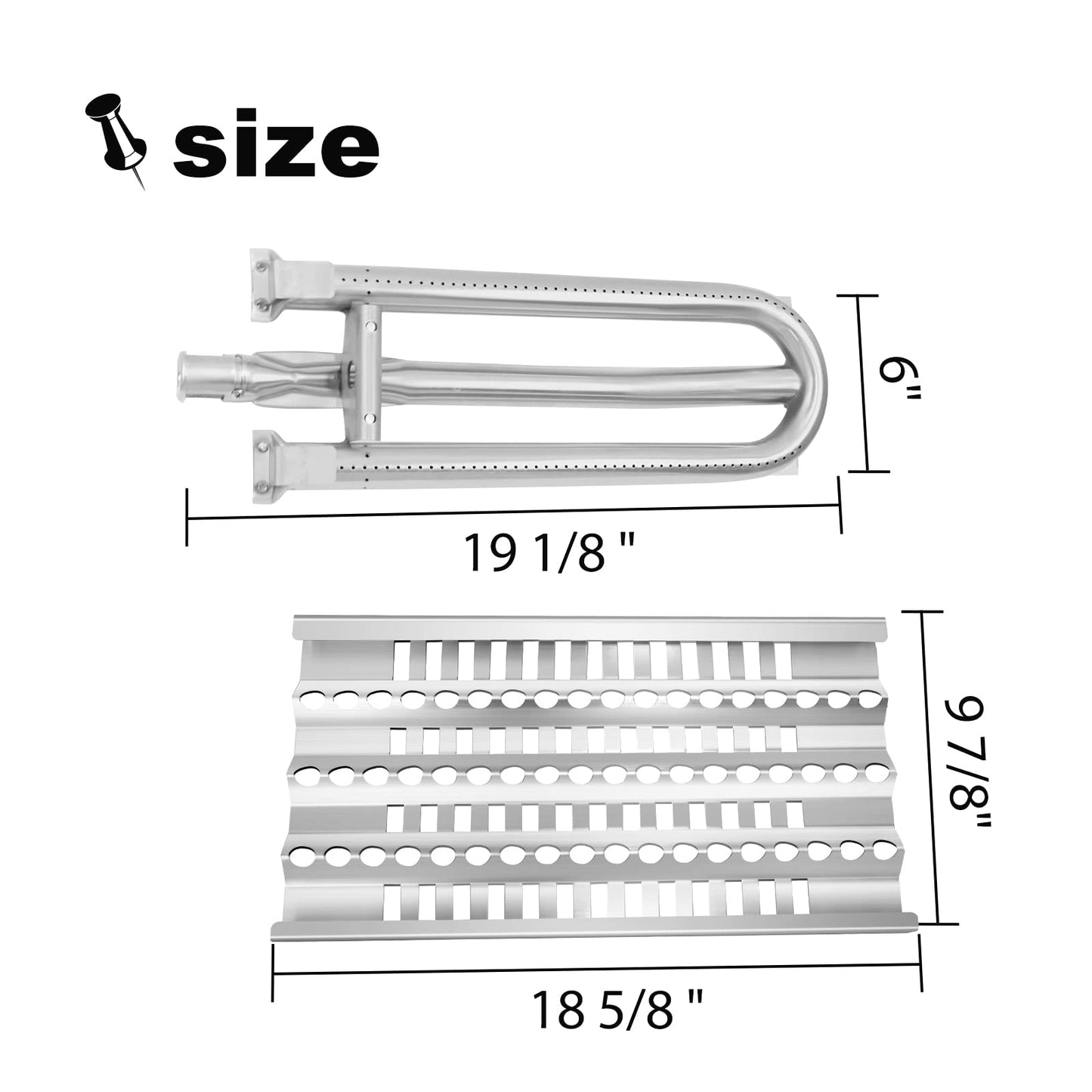 Clivimi 18” Grill Heat Plates Shield Grill Burners Radiant Tray for DCS Grills 27DBQR, DCS 36 BGB36-BQARL, 48 BGB48-BQARL, 30 BGB30-BQR-L, Dynamic Cooking Systems Gas Grill Replacement Parts