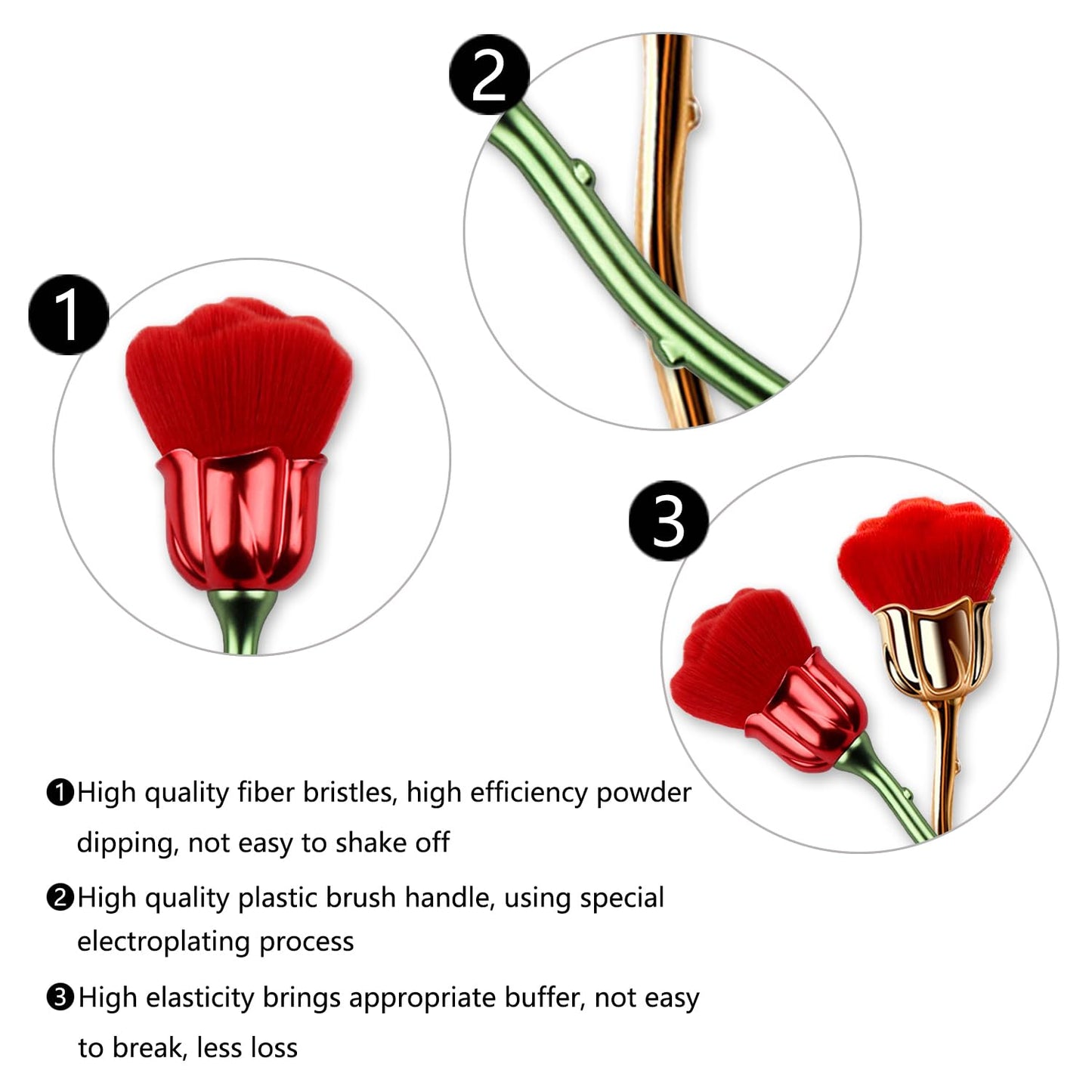 DANNEASY 2pcs Rose-Shape Nail Dust Brush Acrylic Nail Brushes for Cleaning Dust, Dip Powder Brush, Fluffy Makeup Brush, Blush Brush, Nail Duster Brush Manicure Brush For Nails Clean Up