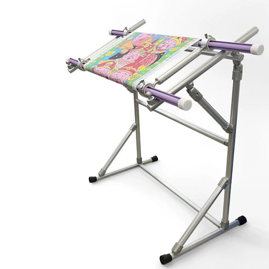 Floor-Standing Cross-Stitch Stand, Aluminum Alloy Embroidery Hoop Stand, Adjustable Embroidery Frame Bracket, Portable(Purple,Wide 31.5in)
