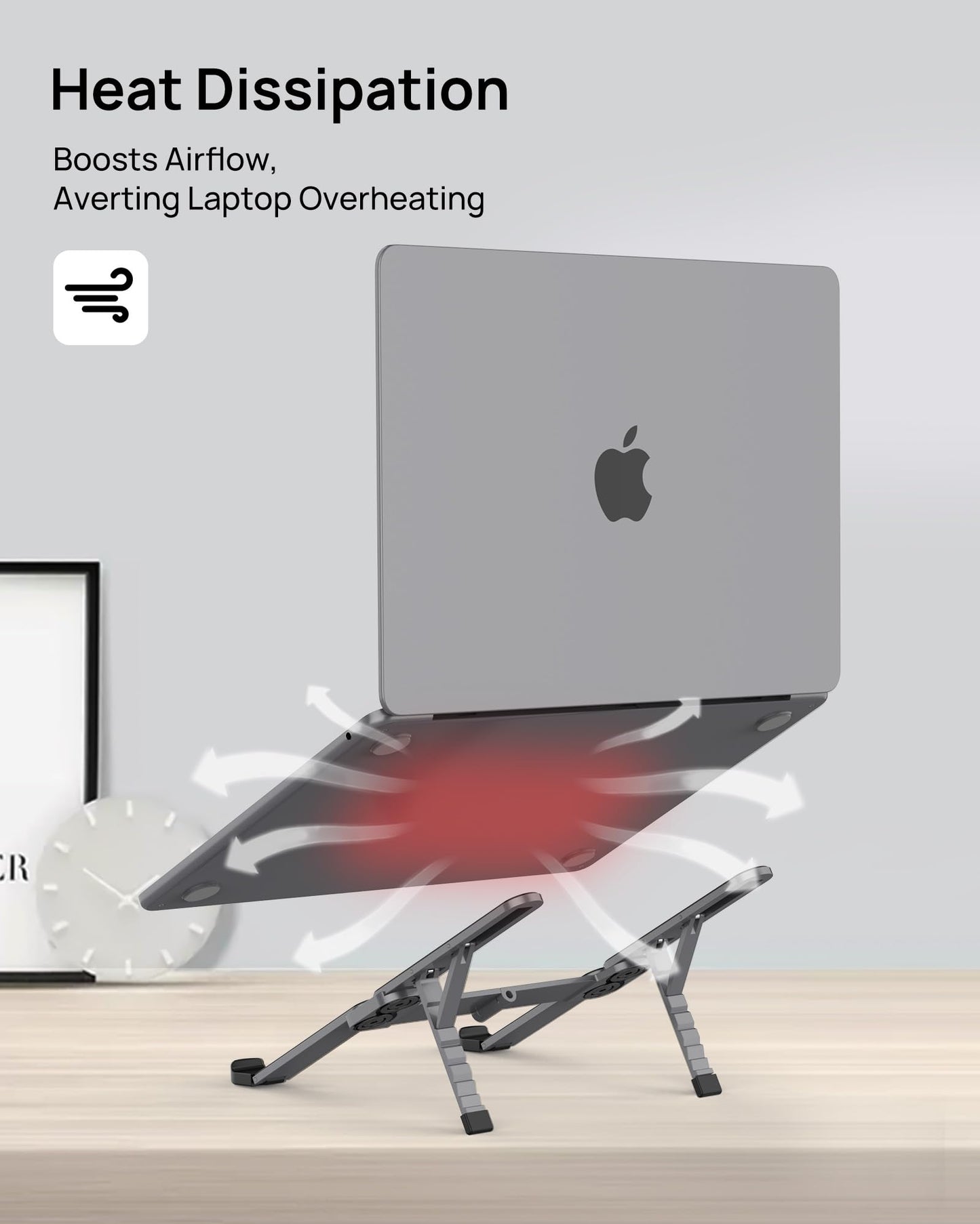 SODI [Ultra Compact] Foldable & Portable Laptop Stand for Desk, Lightweight Tablet Stand for Business Travel, Library, Cafe, 6 Level Height Ergonomic Aluminum Computer Holder for 10-16" Laptops