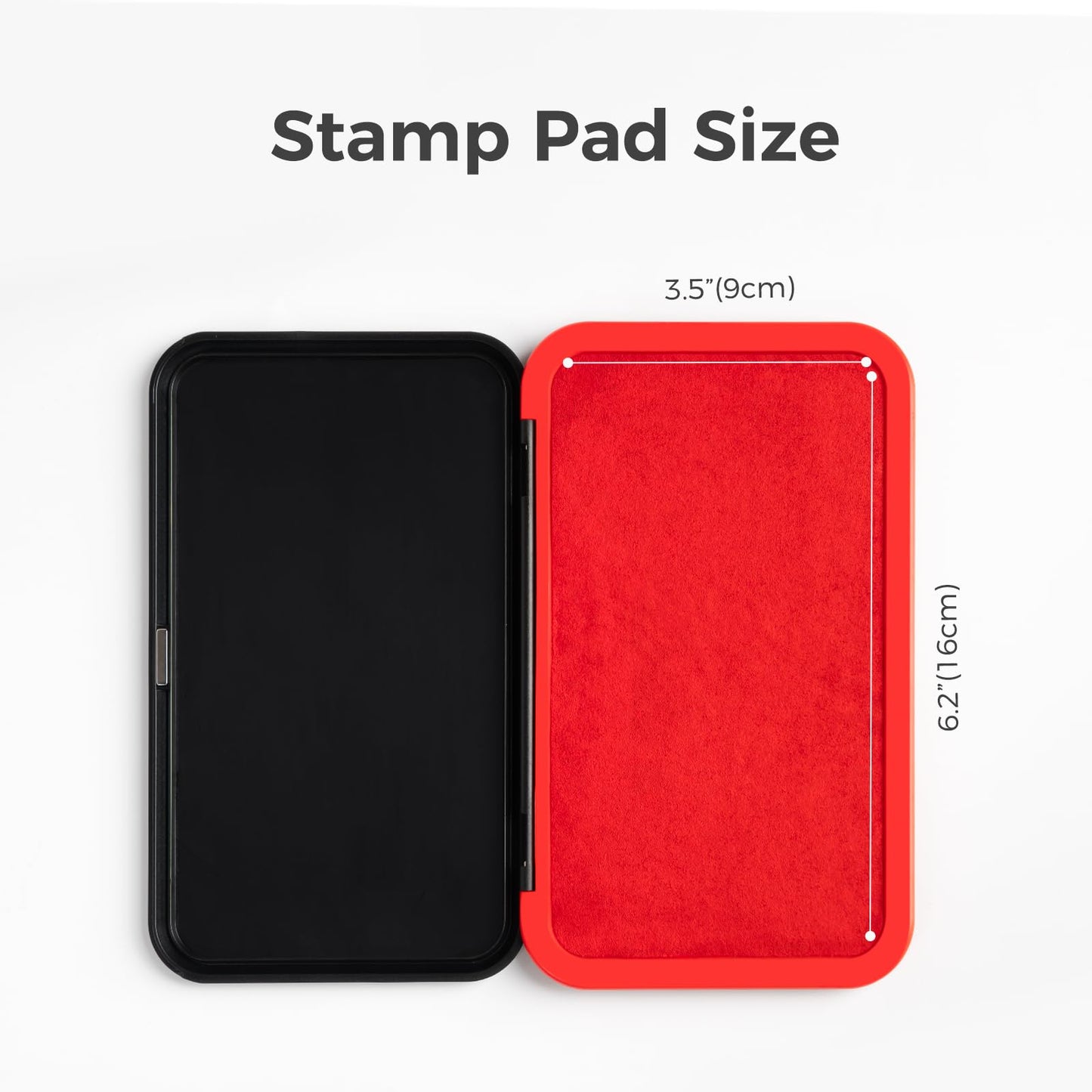 NEO MARK Large Stamp Pad Kit (1oz Ink Included) - 3.50"x 6.25", Magnetic Lid, Premium Quality Felt Stamp Pad (Red)