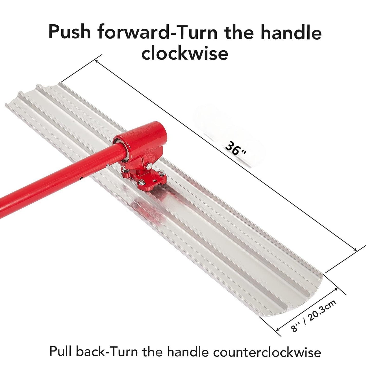 Bull Float Magnesium Concrete Float, 36 x 8" Round End Concrete Float Tool Cement Tool, Concrete Kit Bull Float with 4 Float Handle Bracket Concrete Tools Finishing（RED）