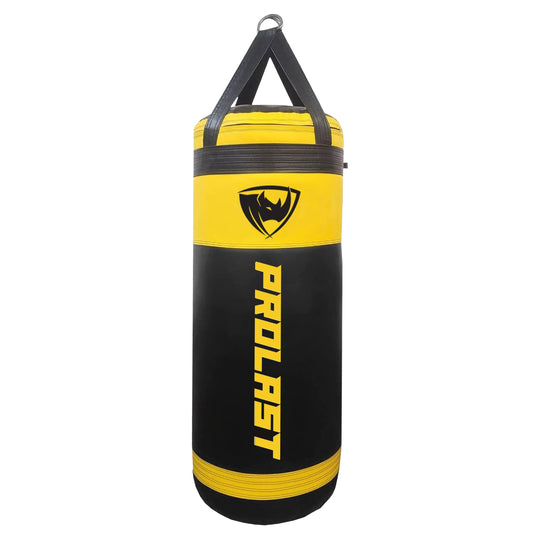PROLAST 4Ft XL 135Lb Heavy Punching Kicking Bag for Adults, Boxing, MMA, Martial Arts, Muay Thai, Strength Training Equipment, Unfilled, Special Edition Rhino Logo, Special Edition, Yellow and Black
