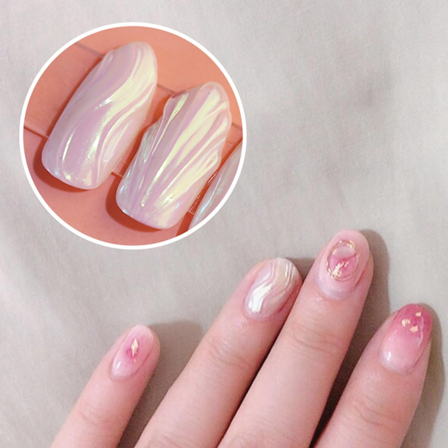 Holographic Nail Powder - White Pearl Chrome Dust, Fairy Dust Glitter, Pearl Pigment