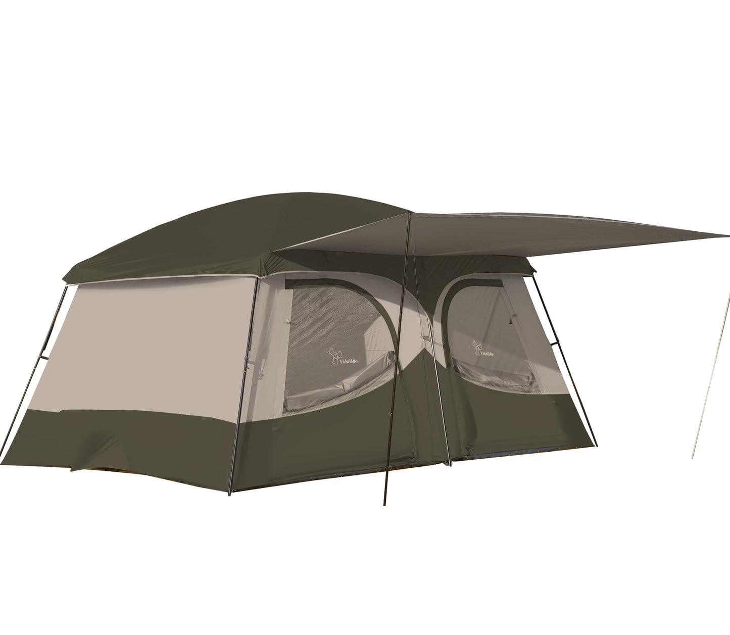 Vidalido Tents，8-10 Person Camping Tent with Extended Vestibule，2 Room Weather Resistant Family Tents，Easy Install Waterproof Outdoor Tent for Camping Hiking（Green）