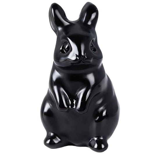 QLRSUXN Black Obsidian Bunny Figurine,Hand-Carved Rabbit Statue for Home Decor,1.6" Healing Crystal Desk Ornament,Easter Gift for Women Men,Lucky Feng Shui Charm for Office,Cute Animal Spirit Totem