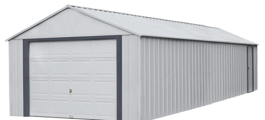 Arrow Shed 14' x 31' Murryhill Garage Galvanized Steel Extra Tall Walls Prefabricated Shed Storage Building, 14' x 31', Flute Gray