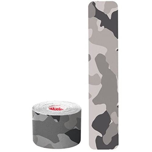 MUELLER Sports Medicine Kinesiology Therapeutic Tape, Quality Athletic Tape, Latex Free, 20 Pre-Cut I-Strips, 2" x 9.75" Each Strip, Gray Camo