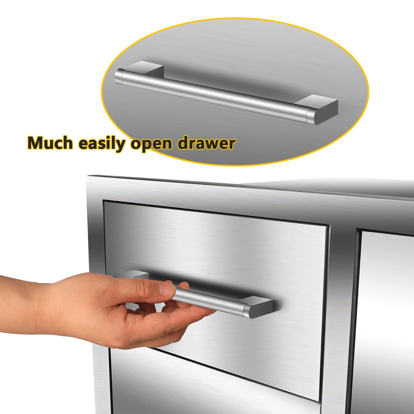 Outdoor Kitchen Drawer Combo, BBQ Access Trash Drawer Combo with Triple Stainless Steel Drawers(Right), Outdoor Kitchen for BBQ Island, Grilling Station, Outside Cabinet (28" W x 19.6“D x 20.1" H)