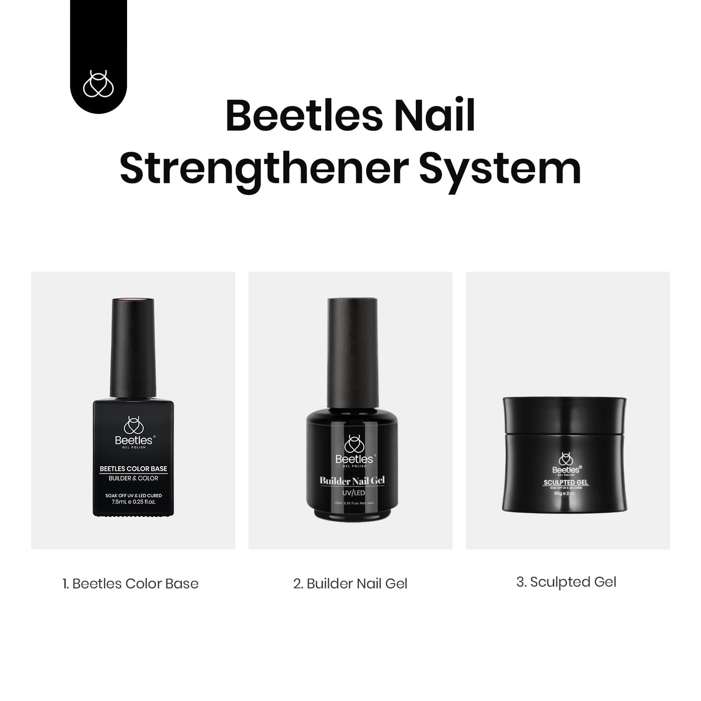 Beetles Rubber Base Builder Nail Gel - White Nude Pink Glitter French Tip Base Color Gel Polish Set for Manicure Strengthener Long Lasting Soak Off U V LED Nail Art