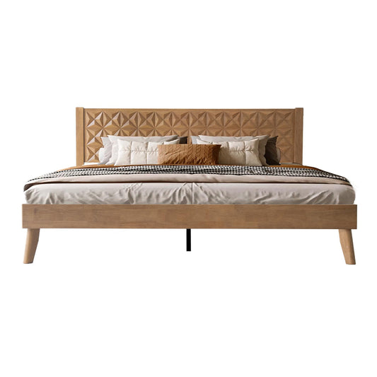 King Size Platform Bed Frame with Headboard & Footboard, 12 Stable Slats with Center Metal Legs, Easy Assembly, Noise-Free & Slip-Free Design, No Box Spring Needed, Barnwood Finish UPK-30