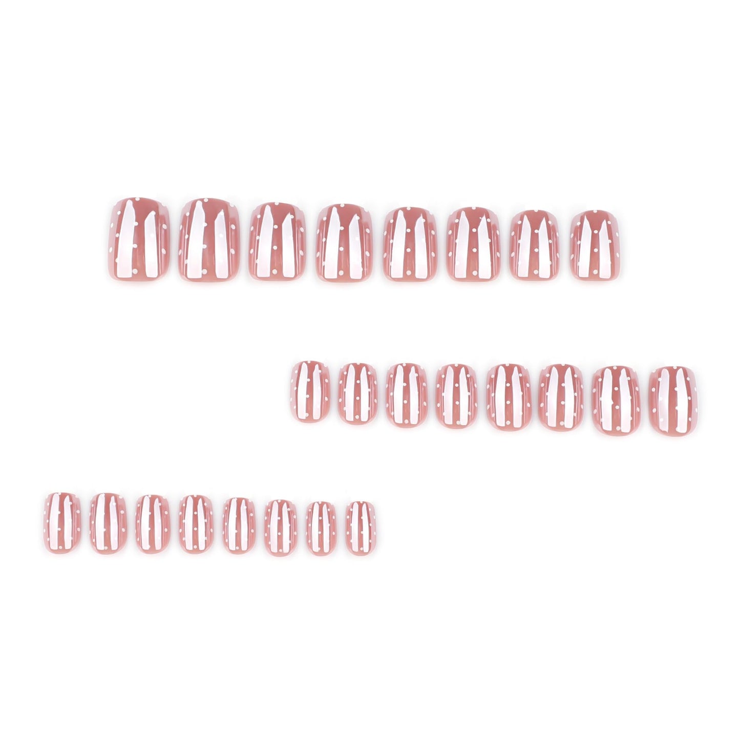 CTTHNBD Square Press on Nails - Short Fake Nails with Polka Dot Design - Glossy, Chrome Full Cover Stick on False Nails - for Women 24 Pcs