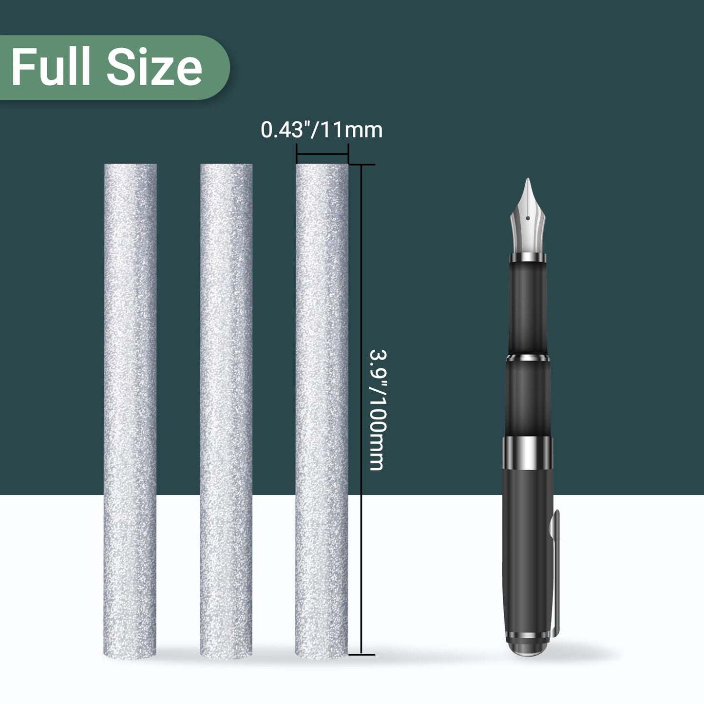 Glitter Silver Hot Glue Sticks, Manarty 48 PCS Full Size 0.43" Dia x 4" Long Hot Melt Glue Sticks, Adhesive EVA Glue Sticks Standard for Office Project Seal Stamp DIY Art Craft Decoration