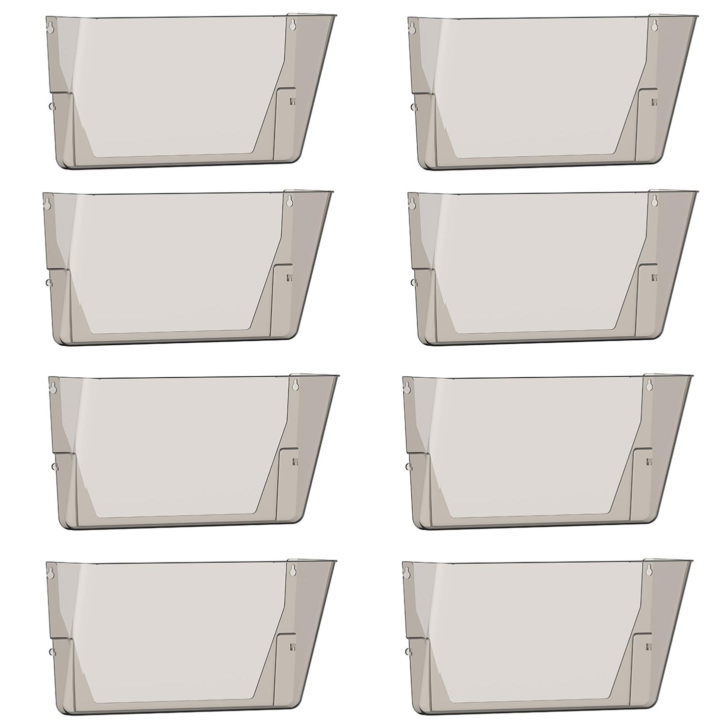 Gawerk Clear Acrylic Single Pocket, Plastic Hanging Wall Mount File Holder for Office Home (Gray, 8 Pack)