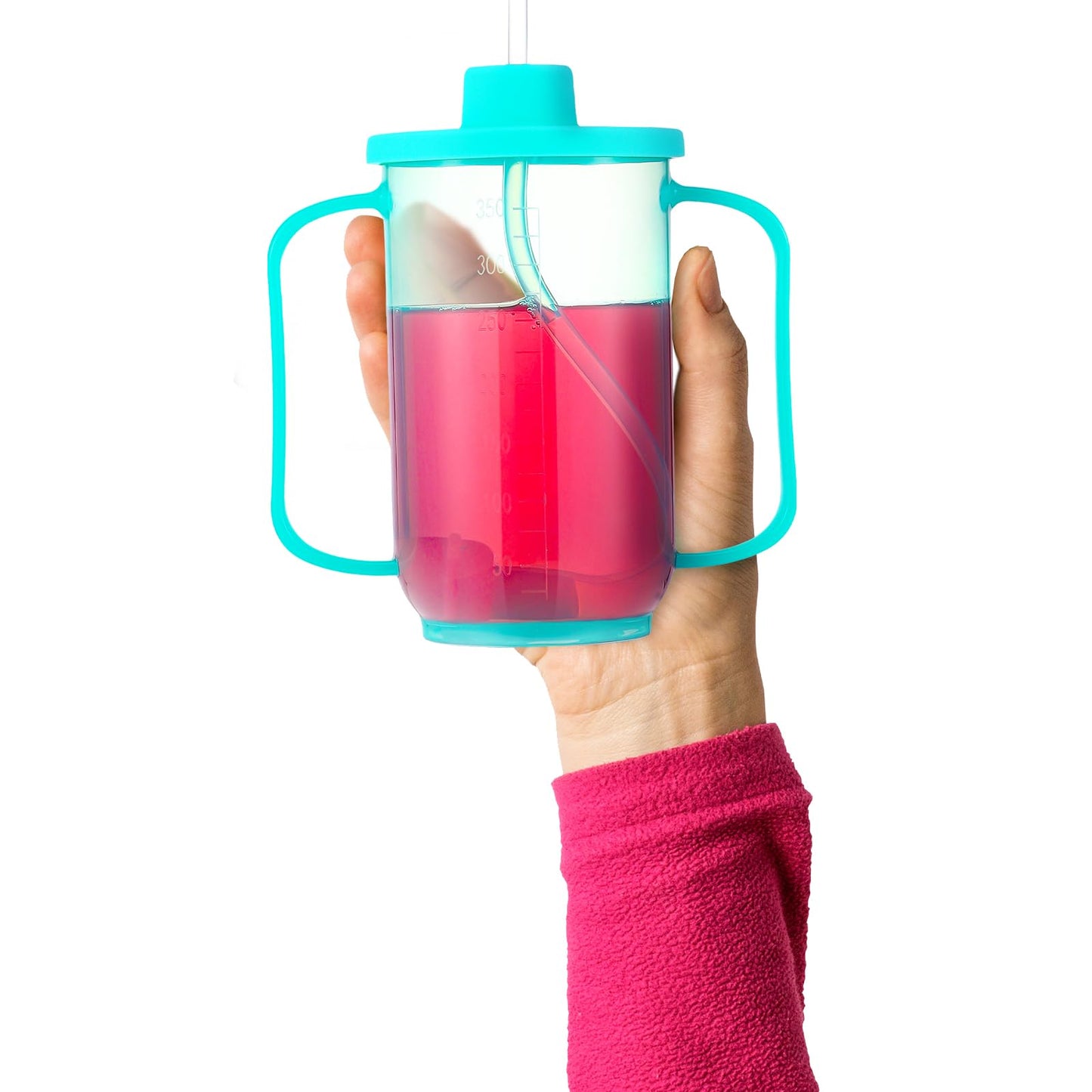 Sliner 1 Pcs Adult Sippy Cups With Long Straw For Elderly, 12 Oz Adaptive Spill Proof Cups With 2 Handles And Straw Lid For Adults Liquid Feeding Disabled Hospital Patients Convalescent